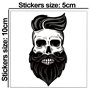 SkinoEu® 2 x Autocollants Vinyle Stickers Skull Crâne Barbe à la Mode pour Voiture Moto fenêtre Porte Casque Scooter vélo Motocy