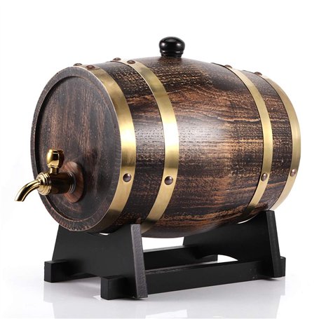 Oumefar 3L chêne Bois vin tonneau rétro Bois Grain Decor chêne Bois Seau à vin conteneur vin Brandy Whisky Bourbon Tequila chêne