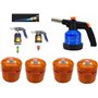 SMH LINE® Brûleur à gaz avec 4 cartouches à souder chalumeau à souder Allume-gaz Bunsen Brûleur à gaz avec flamme réglable Allum