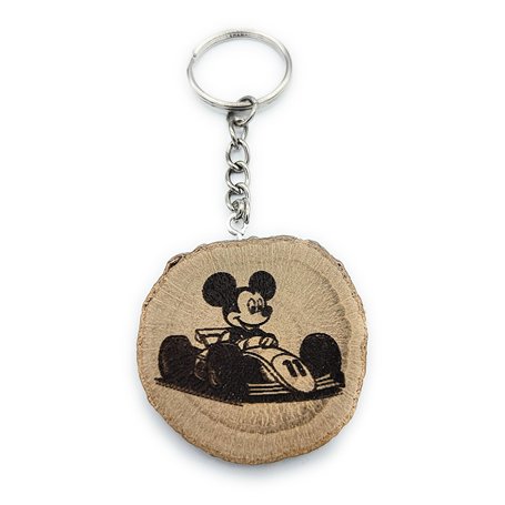 Promotech - Magnifique porte-clés Majic Mouse - Fabriqué à la main et gravé au laser en bois naturel (Mickey Formula-1)