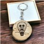 Promotech - Magnifique porte-clés Majic Mouse - Fabriqué à la main et gravé au laser en bois naturel (Mickey Ballooning), Bois n