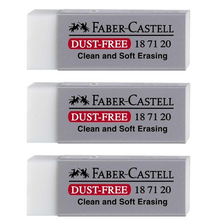 FABER-CASTELL Lot de 3 Gommes en plastique Dust-Free grise