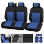 JJ Ensemble de Housses de Siège Avant 2+1 Couvre-Sieges Bleu - Noir Universelles pour Vehicules Utilitaires Bus Van Fourgon Cami