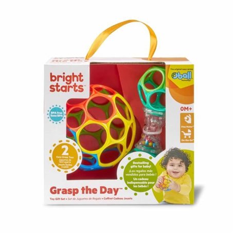 BRIGHT STARS Coffret cadeau de naissance O'Ball avec 2 jouets bébé: un hochet et une O Ball Classique rouge