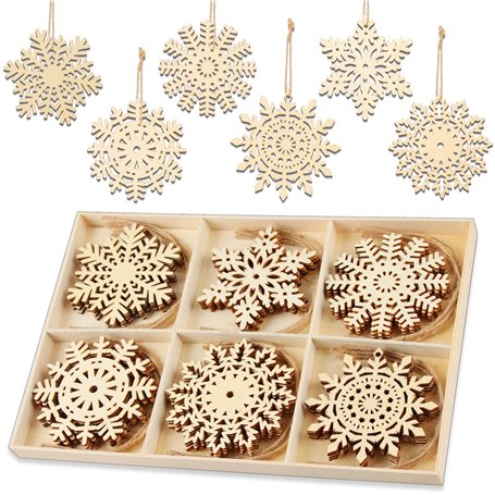 Flocons de Neige en Bois de Noël Ornement