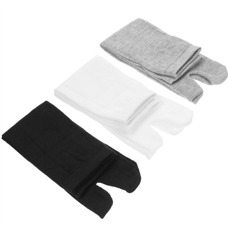 WINOMO 3 paires Chaussettes Tabi Chaussettes de coton Sabots Tongs 2-Orteil Elastique Unisexe