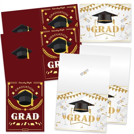 Cartes de remise de diplôme avec enveloppes et autocollants – Lot de 12 cartes