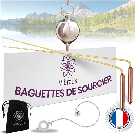 Vibratis Baguettes de Sourcier Professionnelles Modèle Premium & Pendule Divinatoire | Pack Idéal pour Commencer la Radiesthésie