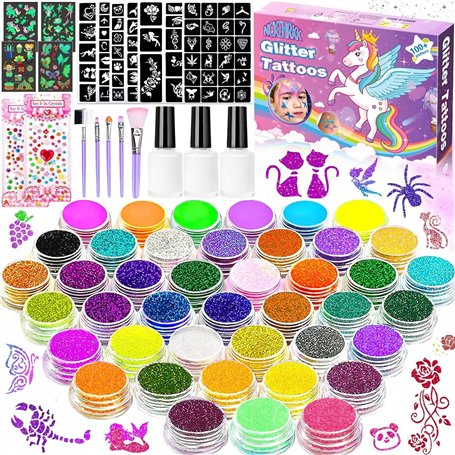 NCKIHRKK Kit Tatouage Paillettes Enfant