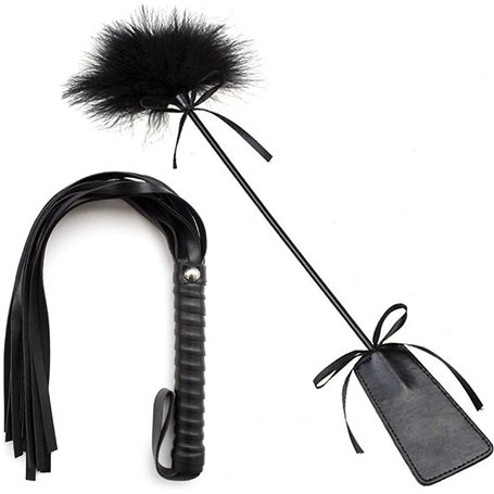 2 PCS Plume chatouilleuse Jouet sexuel Plume Flirter avec Flogger Cuir Équitation Fouet érotique Jouet sexuel Accessoires pour B