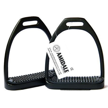 AMIDALE SPORTS Aluminium Léger Étriers Équitation avec Marches 4.75" Noir