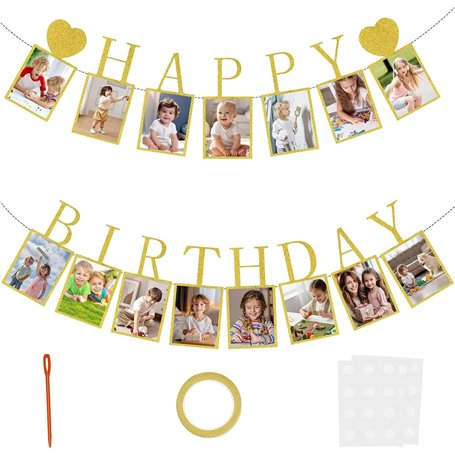 NISENTIA Guirlande photo décorative Happy Birthday