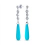 Élégantess Longues Boucles D'Oreilles Lustre En Zirconium Cubique Cz Turquoise Bleu Stabilisé Boucles D'Oreilles Lustre En Argen