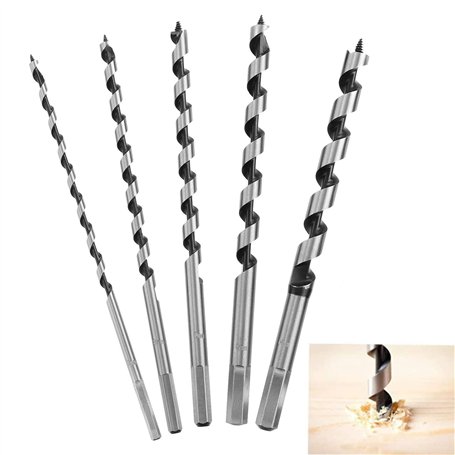 Lot de 5 forets hélicoïdaux à bois hélicoïdaux avec tige hexagonale