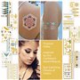 Transfert Temporaire Métalliques Tatouages Pour Les Femmes Teens Filles - 12 Feuilles Or Argent Tatouages Temporaires Briller Bi
