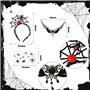 LOHAME 8pcs Déguisement Halloween Femme avec Bandeau Halloween Araignée Tatouage Halloween Araignée Temporaire Collier Ras de Co