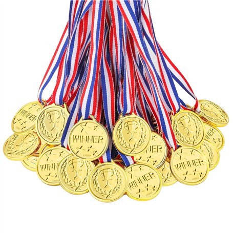 Sporgo Lot de 100 médailles d'or pour enfants : médailles d'or gagnantes