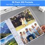 Pack de 50 Housses A4 pour Photos avec 200 Compartiments pour Classeurs 2/3/4 Anneaux, pochette plastique carte avec 2 Compartim