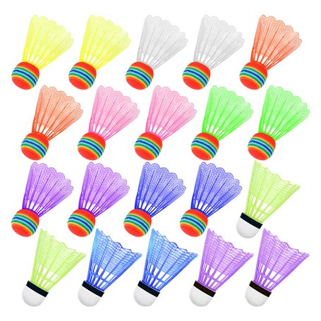 MEMOFYND Lot de 20 badmintons en plastique colorés