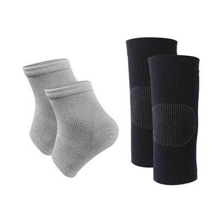 1 Paire De Chaussettes À Talons Grises Et 1 Paire De Genouillères Noires