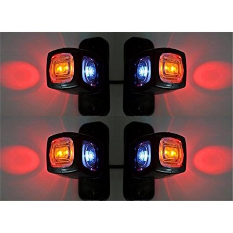 Lot de 4 marqueurs lumineux latéraux arrière triple fonction 24 V 12 V pour remorque/van/camion/caravane/châssis/mobile home Ora