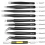 YUEMING 10 Pièces Brucelles,Anti-statique Pincettes,Pinces Acier Inoxydable,Pince à Epiler ESD de Précision Entretien Outils Kit
