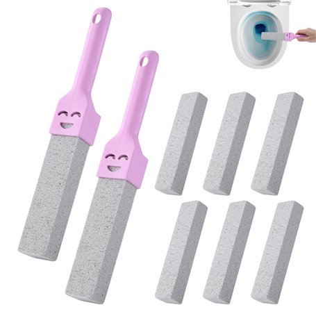 BUCOMTU Lot de 6 nettoyants de toilettes en pierre ponce avec 2 poignées