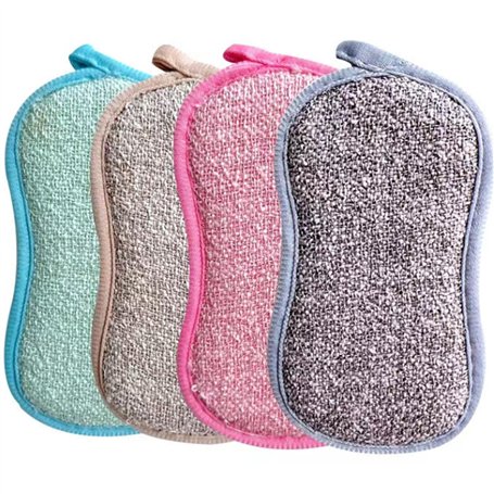 JJiaoLinin Lot de 4 Eponge Reutilisable Lavable de Cuisine，Éponge Microfibre，Anti Rayure et Multi-Surfaces，pour Nettoyer la Vais