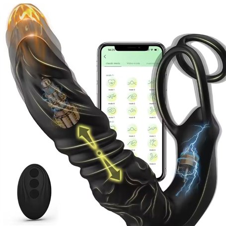 Contrôle APP Hommes Massage de la prostate Hommes Massage de la prostate avec double anneau de queue en silicone Plug anal Dild