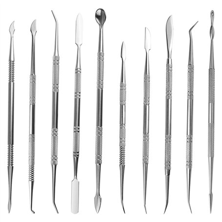 TOVOT 10 Pièces Outils de sculpture en cire en acier inoxydable Outils de sculpture double face Outils de modelage de l'argile