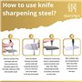 SWYSH Aiguiseur de couteaux en acier professionnel 20,3 cm – Tige d'affûtage de couteaux pour aiguiser les couteaux de cuisine –