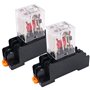 WANGCL Lot de 2 mini relais électromagnétiques AC 12 V 8 broches DPDT relais 2NO + 2NC avec base de prise et indicateur LED