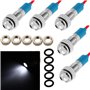 CESFONJER 5 Pcs Blanc 12V 6mm Tableau De Bord LED Indicateur D'Avertissement Lampe Témoin Lumineux