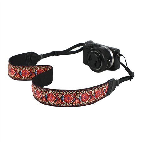Sangle Appareil Photo Réglable - Lanière Appareil Photo Ergonomique - Camera Strap Universelle pour Reflex/Numérique (Noir)