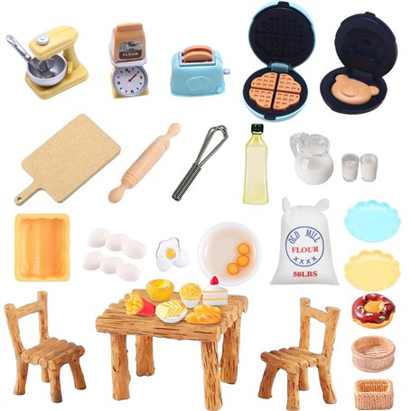 37 Pièces De Accessoires Miniatures De Maison De Poupée Kit