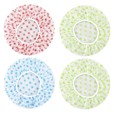 4 Pièces Bonnet De Douche Bonnet de Bain élastiques Chapeau Réutilisables avec Des Bandes Élastiques Pour Femmes Filles Douche S