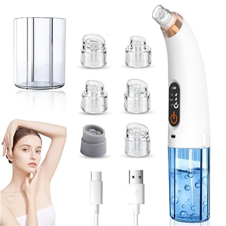 Aspirateur Point Noir Extracteur de Comédons Nettoyage des Pores avec 6 Sondes et 3 Modes