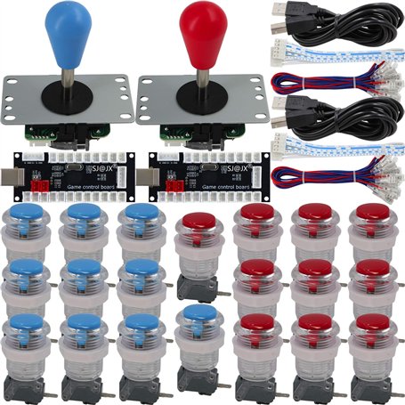 SJ@JX Arcade Game 2 Player Controller DIY Kit Microswitch Button 4&8 Way Joystick Zero Delay USB Encodeur Fighting Stick Handles