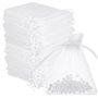 100 Pièces 7x9cm Blanc Sacs Pochette Cadeau en Organza Tulle Bonbon Dragees de Lavande Marriage Sacs à Cordon Petit Pochette Tis