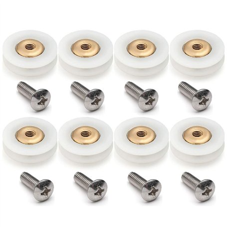 Linwnil Lot de 8 Roulettes Rainurées en V en Cuivre 19 mm de Diamètre pour Porte de Douche