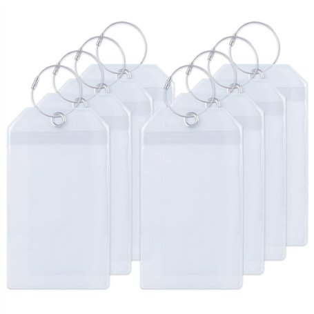 Lot de 8 Étiquettes de Bagage pour Croisière – 19 cm x 11 cm – Etiquette Valise Avec Boucle en Acier Inoxydable – Transparentes