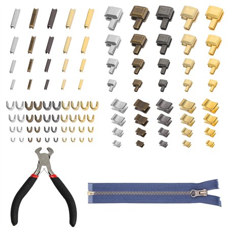 100 Pièces Kit Réparation Fermeture Éclair Kit Reparation Fermeture Eclair Métal Kit de Reparation Fermeture Eclair avec Pince d