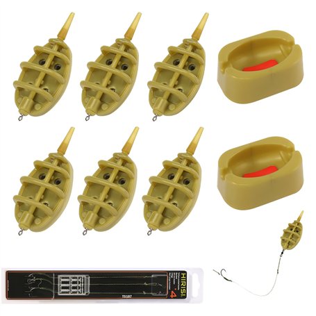 prota Lot de 11 mangeoires de pêche en ligne - Fournis avec un kit de ligne de pêche - Accessoires 15/20/30/40/50/60 g - Pour ri