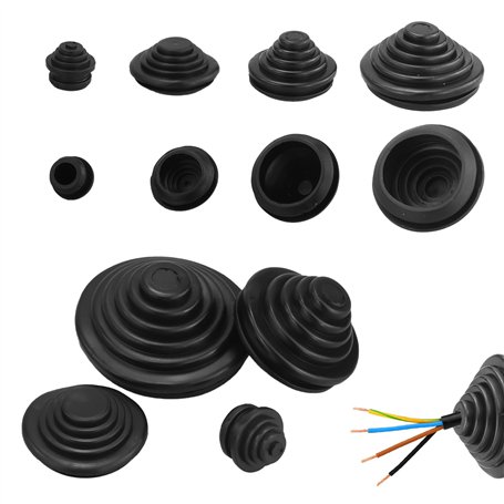 Lot de 66 passe-câbles étanches en caoutchouc pour câbles de 10 mm/20 mm/25 mm/30 mm