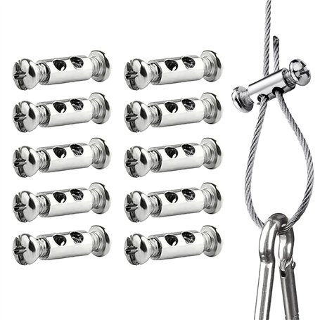 PHIOMUUE Lot de 10 clips de câble métallique pour câble métallique de 1 à 2 mm de diamètre