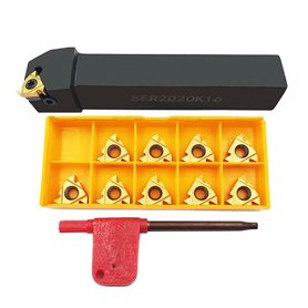 ASZLBYM 3/4" Outil de tour Insert de filetage Porte-outil de tournage SER2020K16 avec insert de filetage indexable 16ER AG60 Lam
