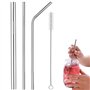 WOLMIK Pailles en acier inoxydable – 3 pailles réutilisables en métal avec nettoyeur de pailles