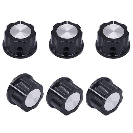 CENPEK Lot de 6 boutons rotatifs argentés pour potentiomètre 3590s de diamètre Diamètre supérieur : 23 mm A03-6