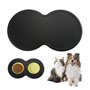 Tapis de Gamelle en Silicone Noir pour Chien - Antidérapant