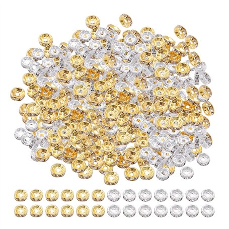 Lot de 400 perles en métal et strass pour bracelet - Accessoires de bricolage - Perles d'espacement en cristal pour la fabricati